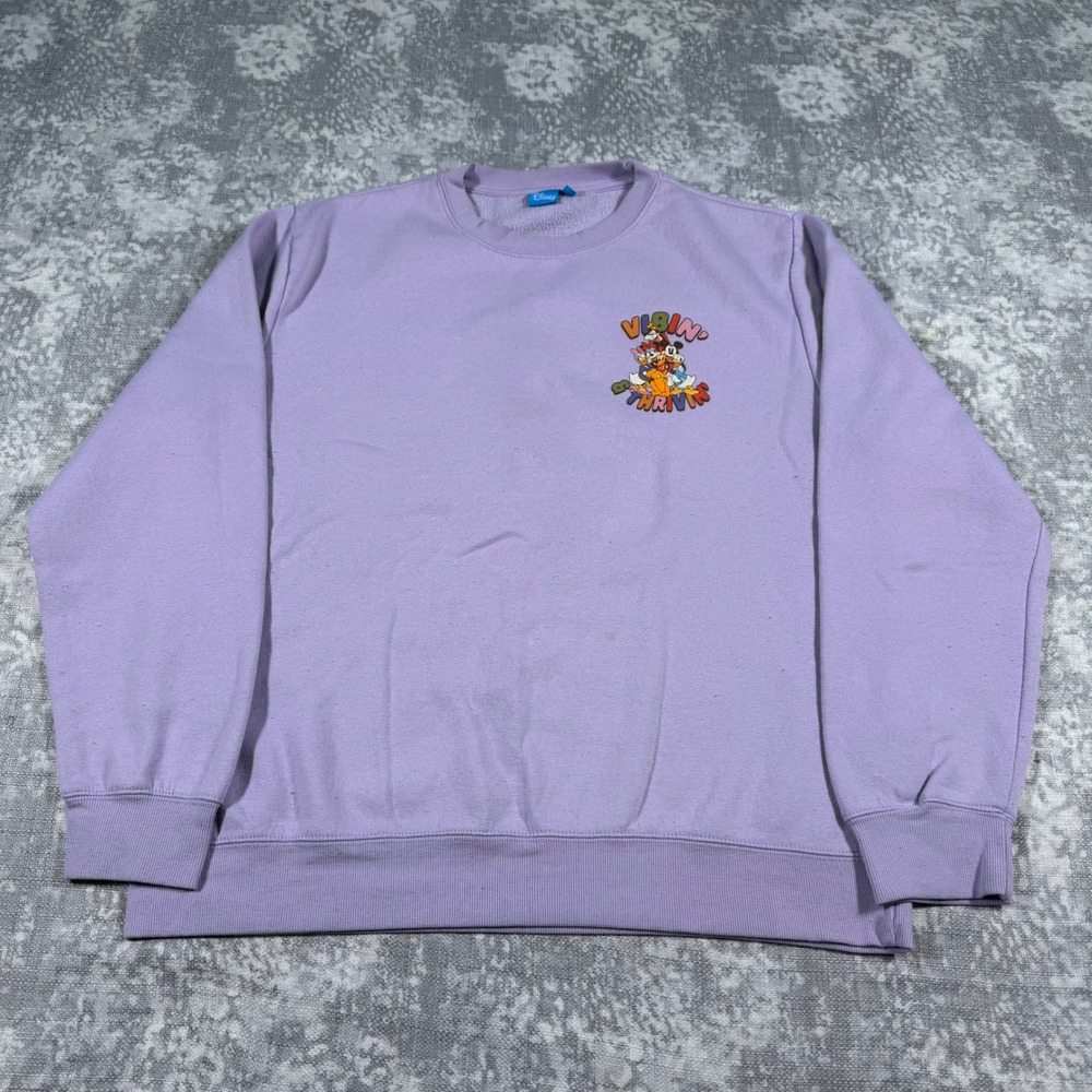 Disney Vibin & Thrivin Sweatshirt Mens Large Purple Mickey Friends Crewneck - Picture 6 of 10